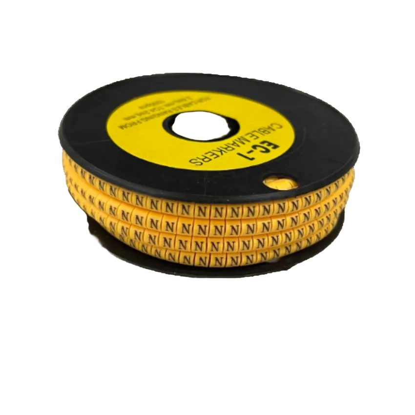 N Marker 2.6mm to 4.2mm cable management labels on a black spool from China