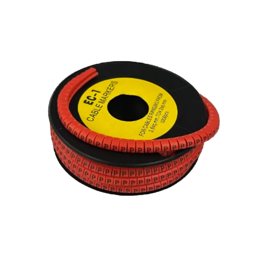 Grippes P Marker Red 2.6mm to 4.2mm 1000pc cable markers on a black spool for cable management