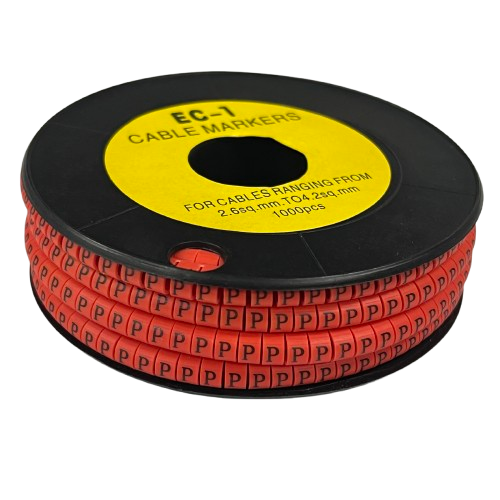 Grippes cable management P Marker Red 2.6mm to 4.2mm 1000pc roll with red cable markers