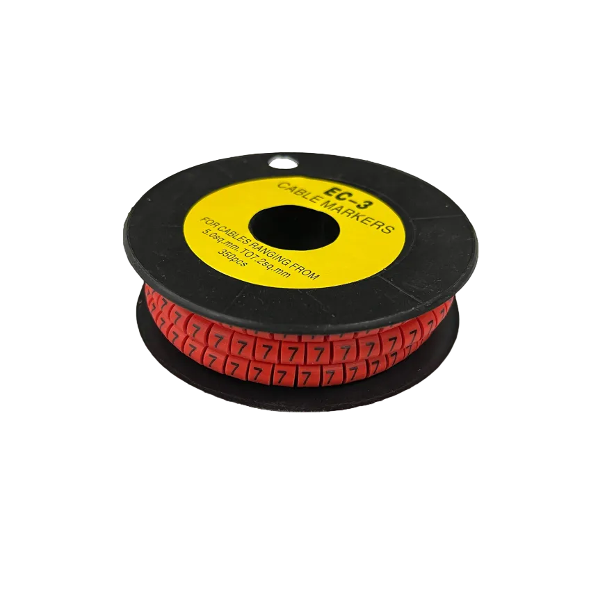 Grippes red cable markers 5mm to 7mm on spool, ideal for organizing and identifying cables