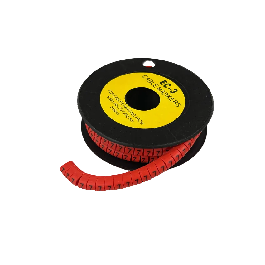 Grippes red cable markers 5mm to 7mm for organized cable management and easy identification