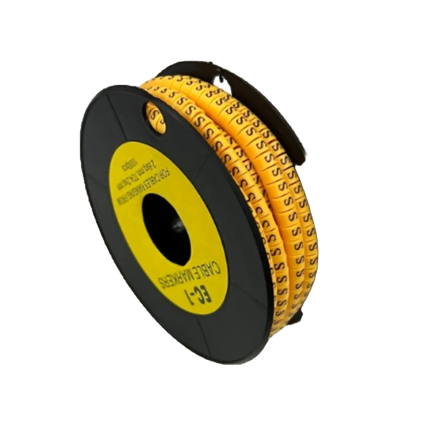 S Marker 2.6mm to 4.2mm cable management markers on black spool from China vendor