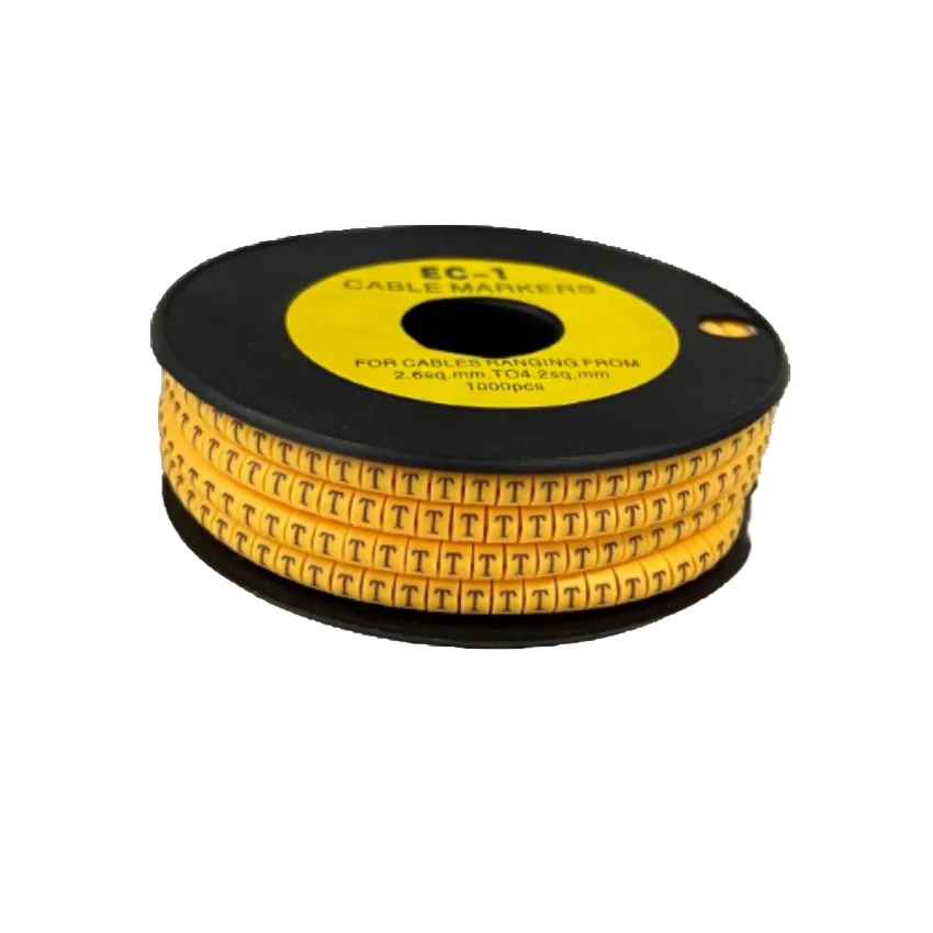 T Marker 2.6mm to 4.2mm yellow cable markers spool for cable management from China