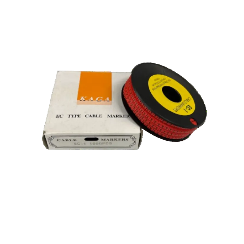 Grippes X Marker Red 2.6mm to 4.2mm 1000pcs cable management markers on a black spool next to white and orange labeled box