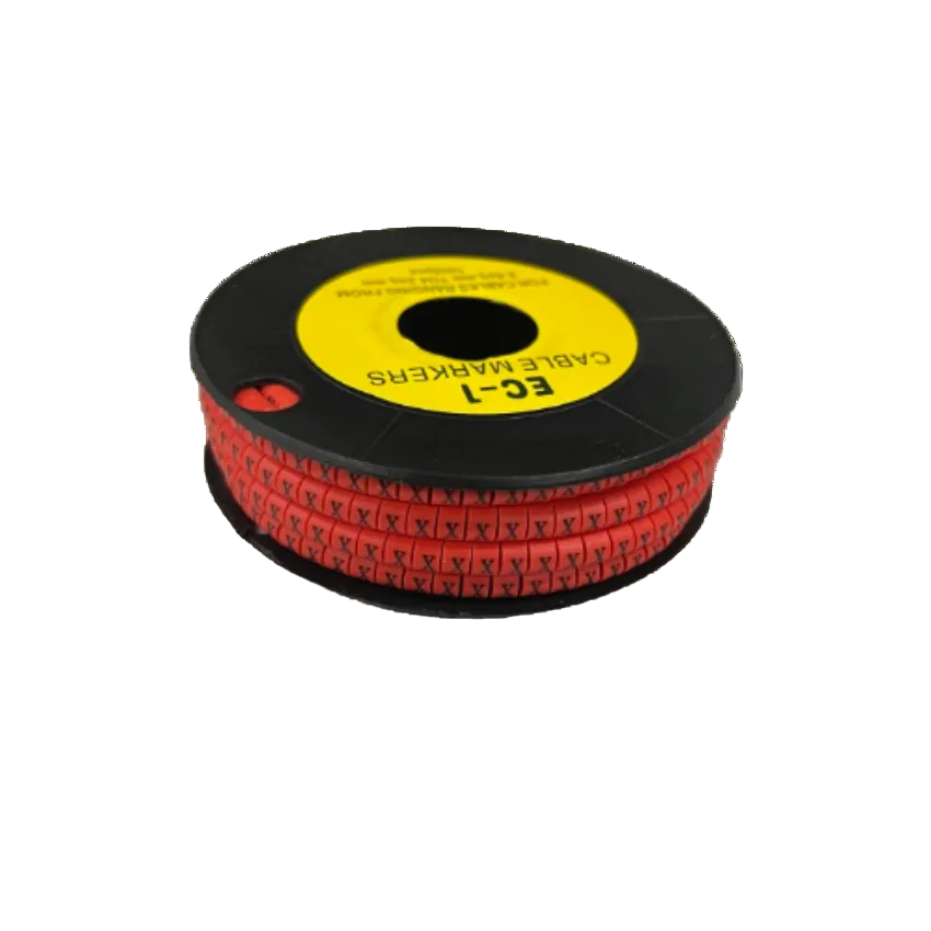 Grippes X Marker Red 2.6mm to 4.2mm 1000pcs cable management markers on a black spool