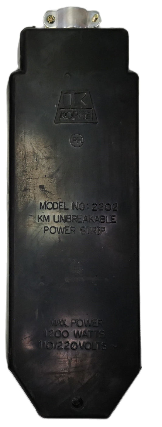 Kopez 4 gang rubber electrical outlet black model 2202 unbreakable power strip 1200 watts