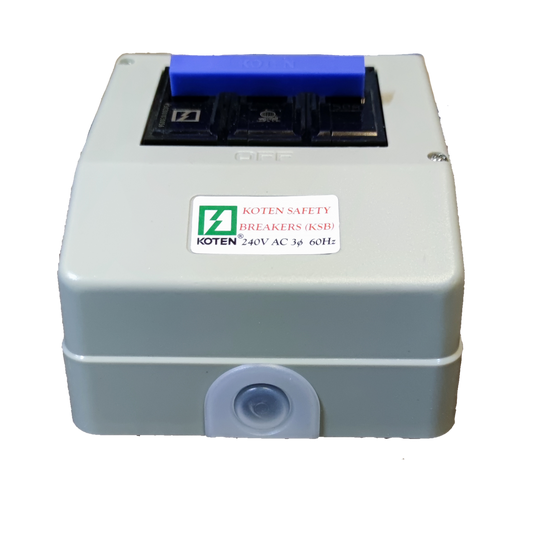 Koten 100A 10KAIC 220V Circuit Breaker with blue toggle switch and gray protective casing