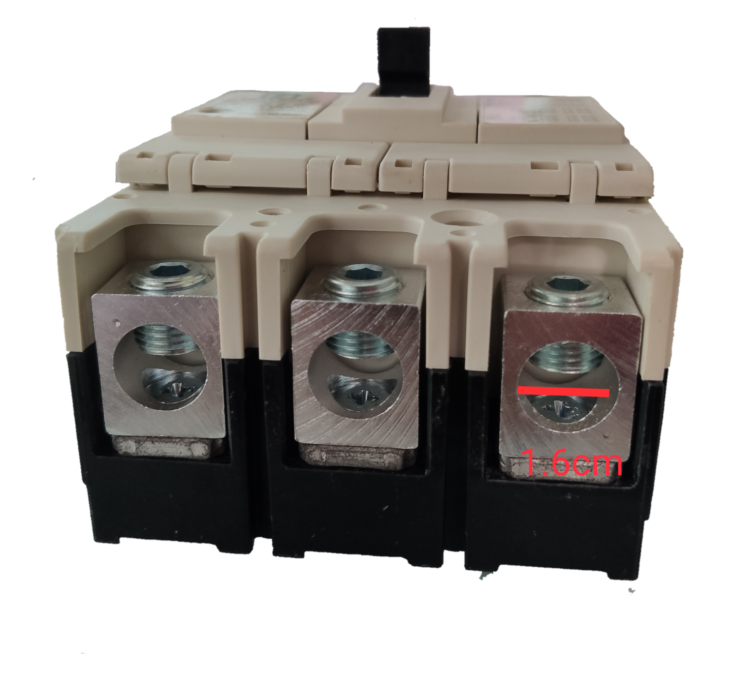 Koten 50 KAIC breaker 220v electrical circuitry part with three terminals and measurement detail