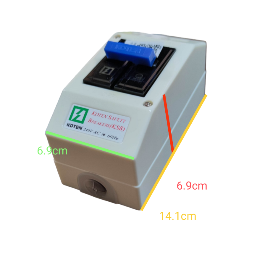 Koten 50A Breaker 250V 2P with Enclosure white plastic housing dual pole switch with blue handle