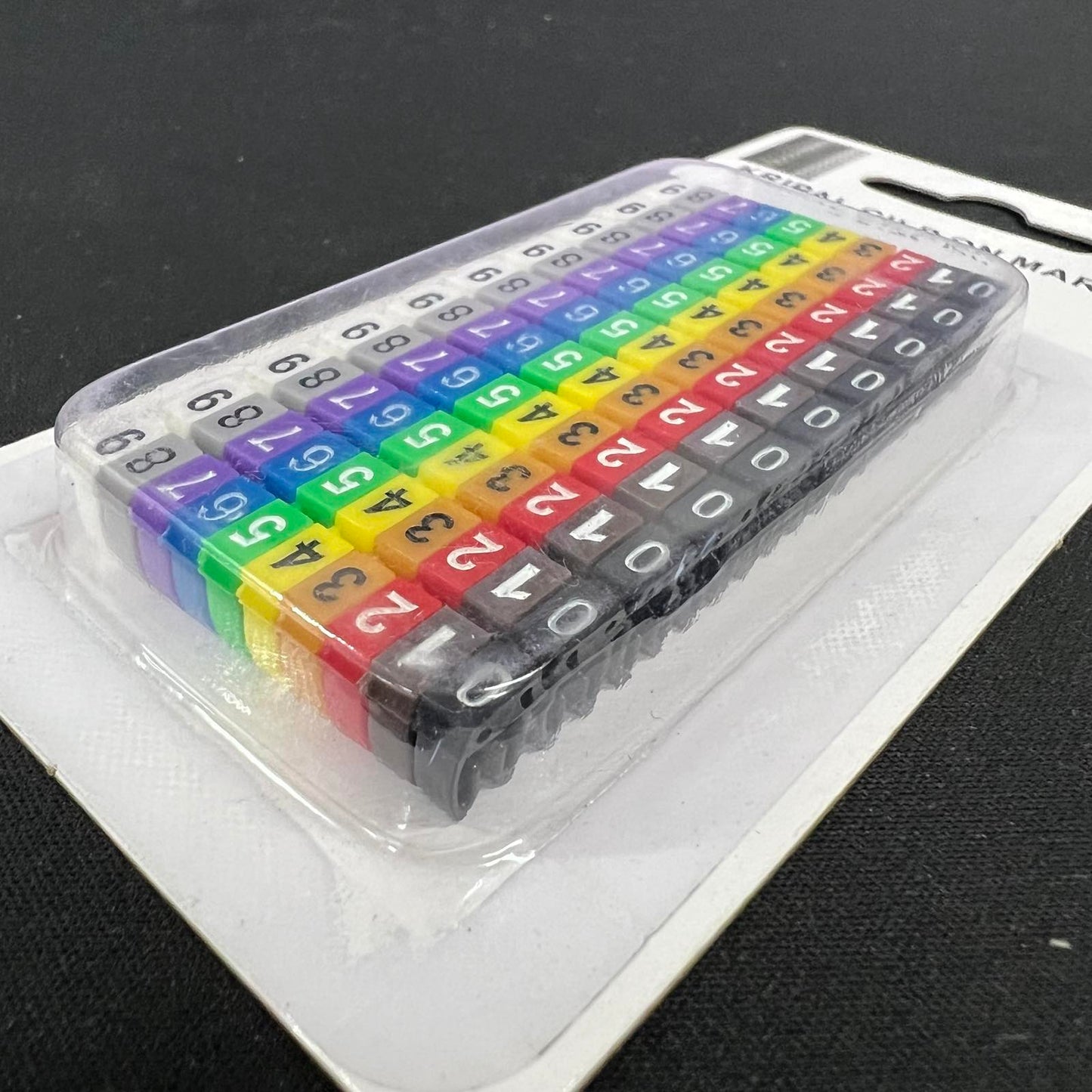 Grippes Cable Marker Clip On 0-9 Assorted multicolor numbered clips in blister pack for cable organization