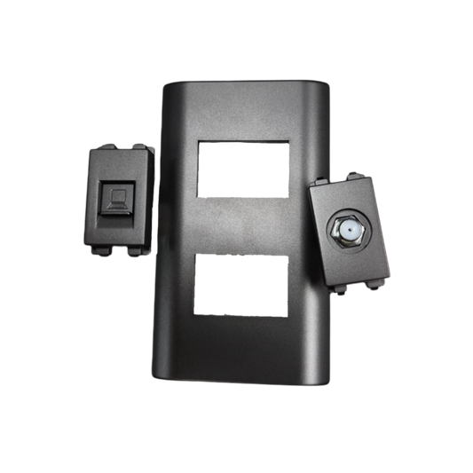 Royu black LAN Outlet and Cable TV Socket with wall plate for power points and switches