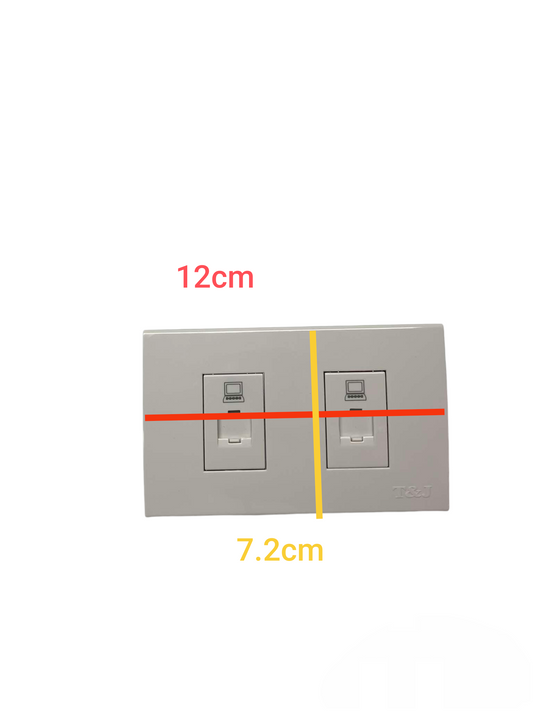 T&J LAN Outlet with Plate Cat6 Outlet double socket in grey for network connections