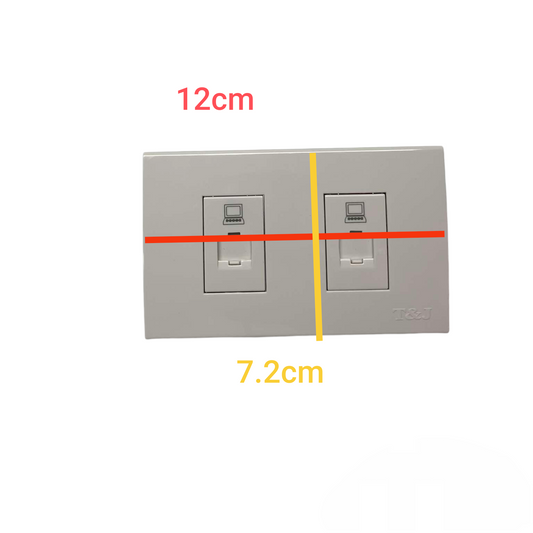 T&J LAN Outlet with Plate Cat6 Outlet double socket in grey for network connections