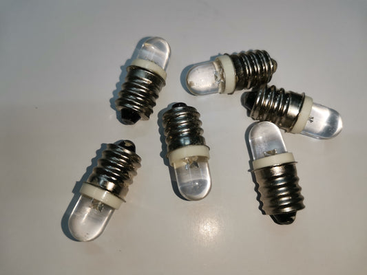 Denko LED Pilot Light Bulb E12 32V in a set of six with a clear lens and metal base