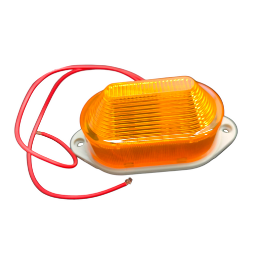 Denko LED Warning Light 12V DC with orange lens and red wiring for work and safety use