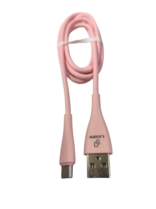 Pink USB Cord to Type C cable with USB-A connector for charging and data transfer