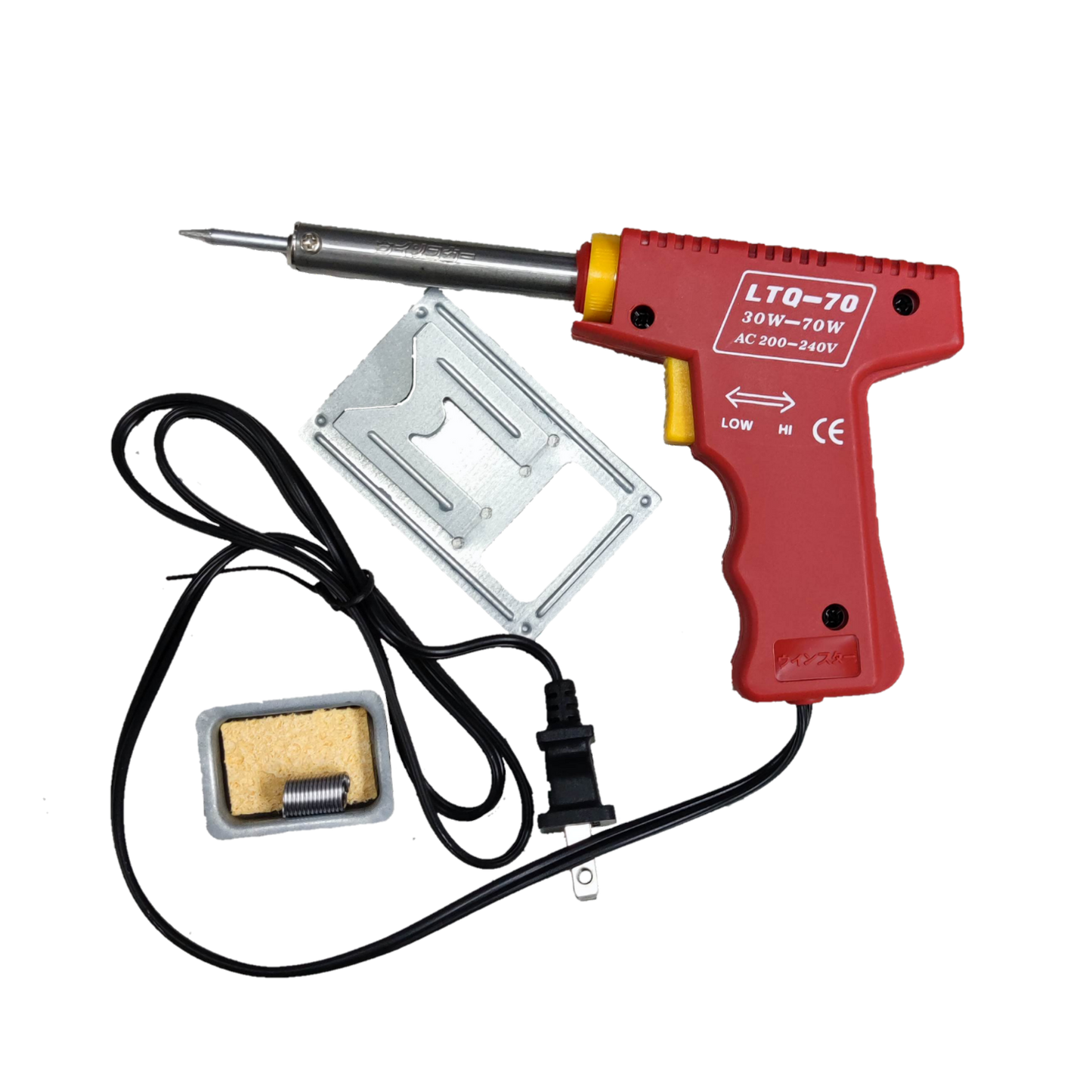 Winstar Soldering Gun 30W-70W 220V Dual Wattage with red handle and metal stand accessory
