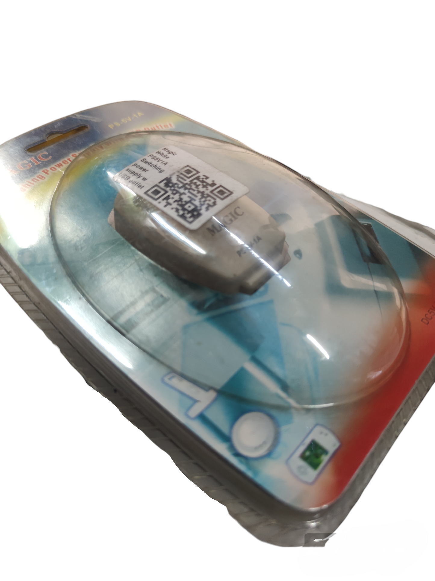 Magic 5V 1A USB power supply in clear plastic packaging for Power Points Switches and Plugs