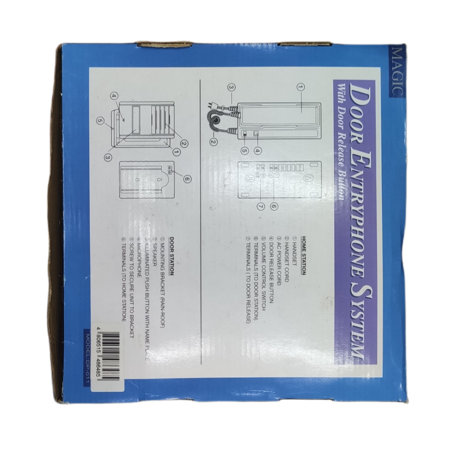 Magic Door Intercom System 220V box showing diagram and components for door entryphone system