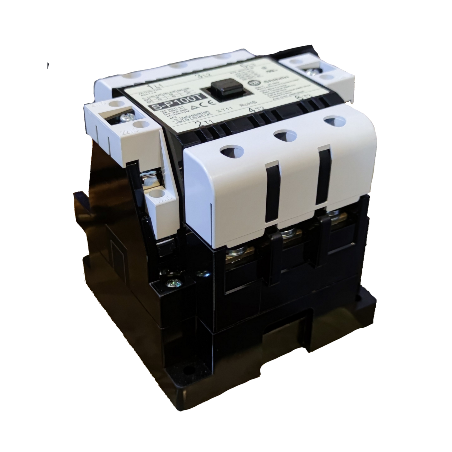 Shihlin Magnetic Contactor 105A 220V electrical component with black and white casing