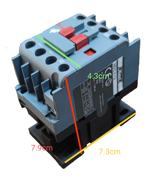 Himel magnetic contactor 12A 220V coil with dimensions marked for installation reference