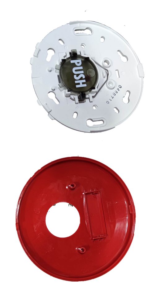 Horing Lih manual call point round fire alarm detector with white push button and red base