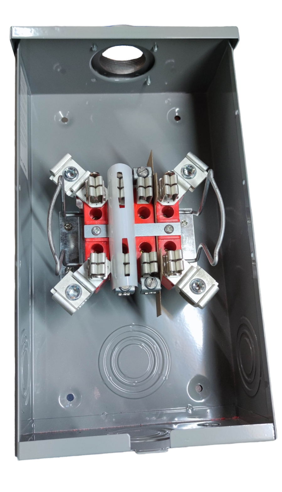 Cirtech 200A Rectangular Meter Base electrical circuitry part with metal housing and terminal connections