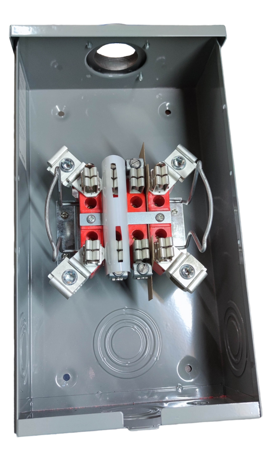 Cirtech 200A Rectangular Meter Base electrical circuitry part with metal housing and terminal connections