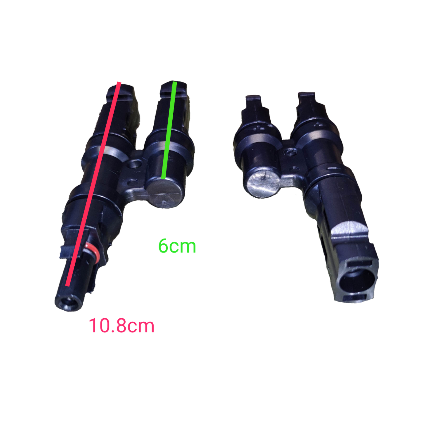 ZwitseRise MC4 connector 1x2 IP67 with detailed dimensions for electrical circuitry use