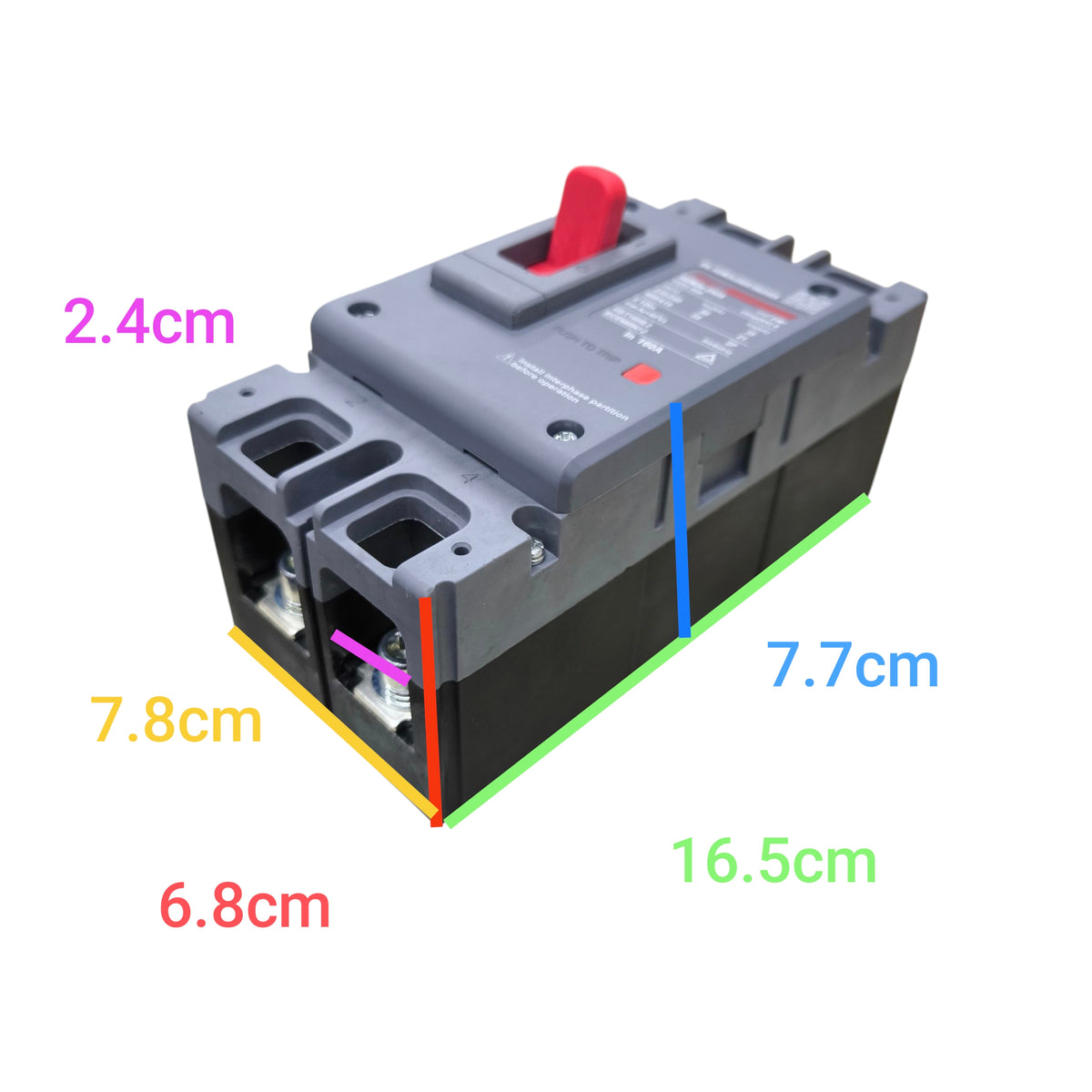 Himel 160A 2 Pole 220V 36KAIC 400V AC MCCB molded case circuit breaker with dimensions shown