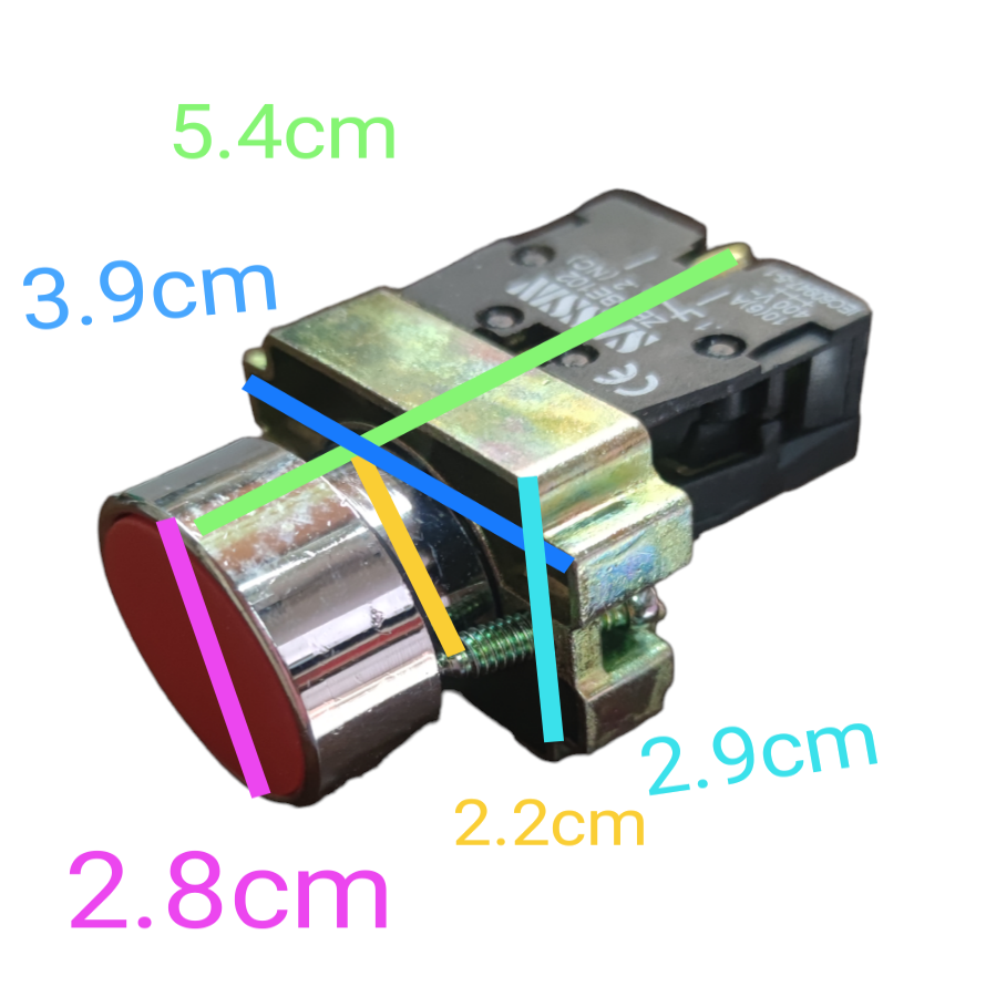 Sassin 22mm Push Button Switch 1NC Metal Head with red cap for door chimes and bells