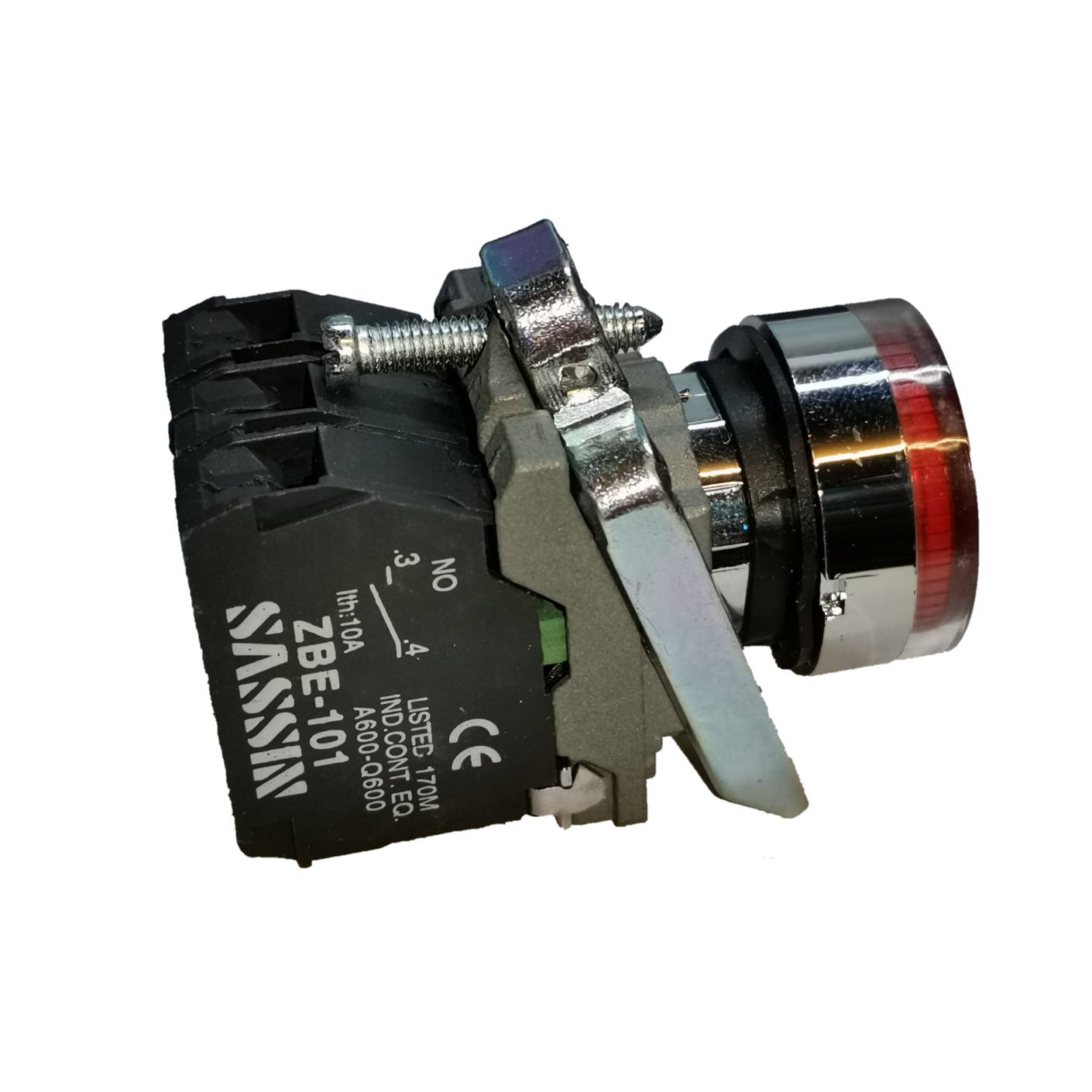 Sassin metal push button with indicator light for control panels and electrical systems