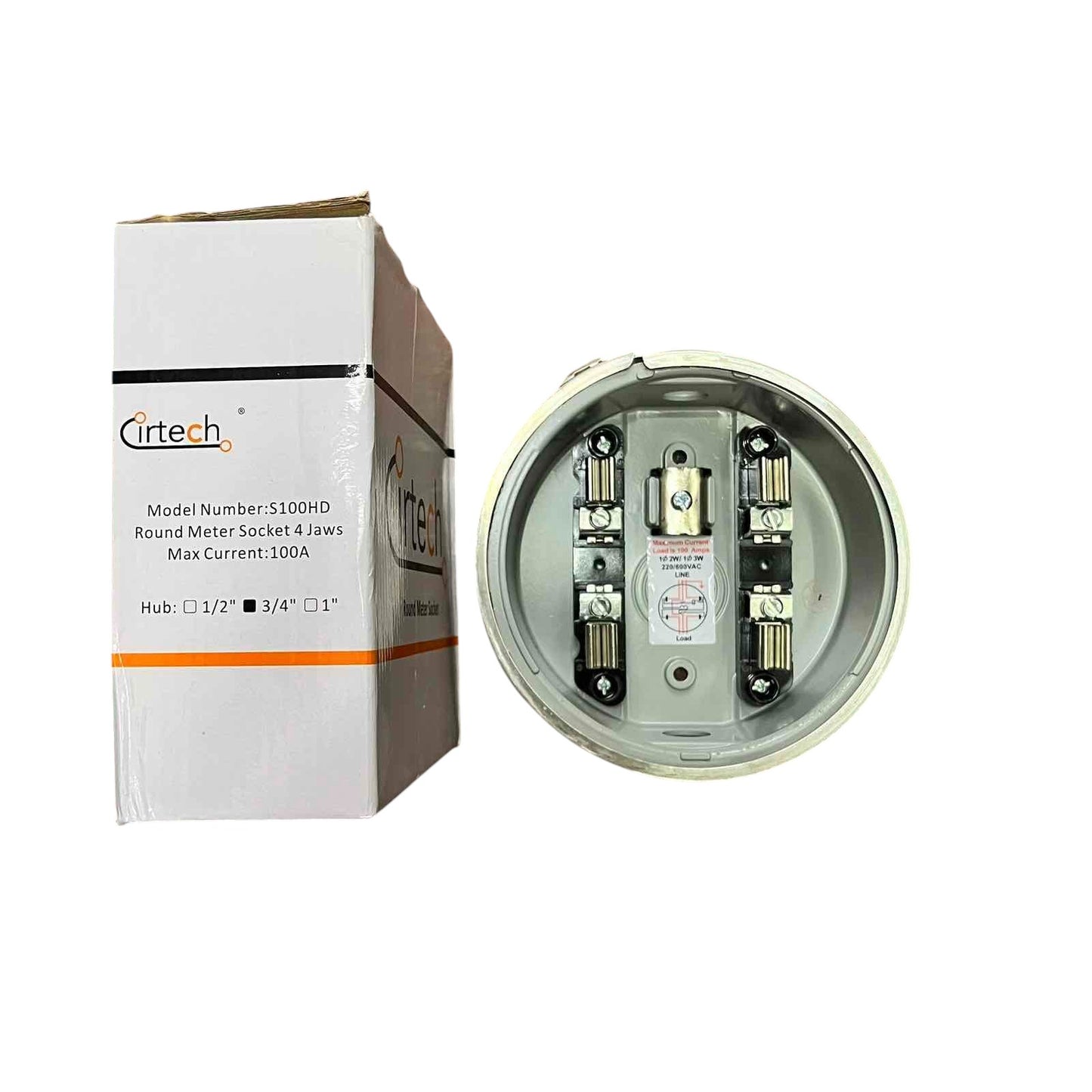 Citrtech Round Meter Base 3/4", Electrical Meter Base, KWH Meter Base