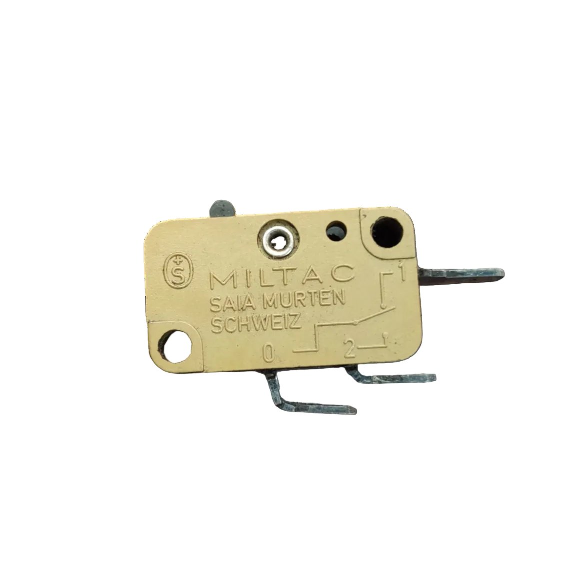 Miltac Microswitch 1NC 1NO 3A 250V beige switch component with metal pins for electrical devices