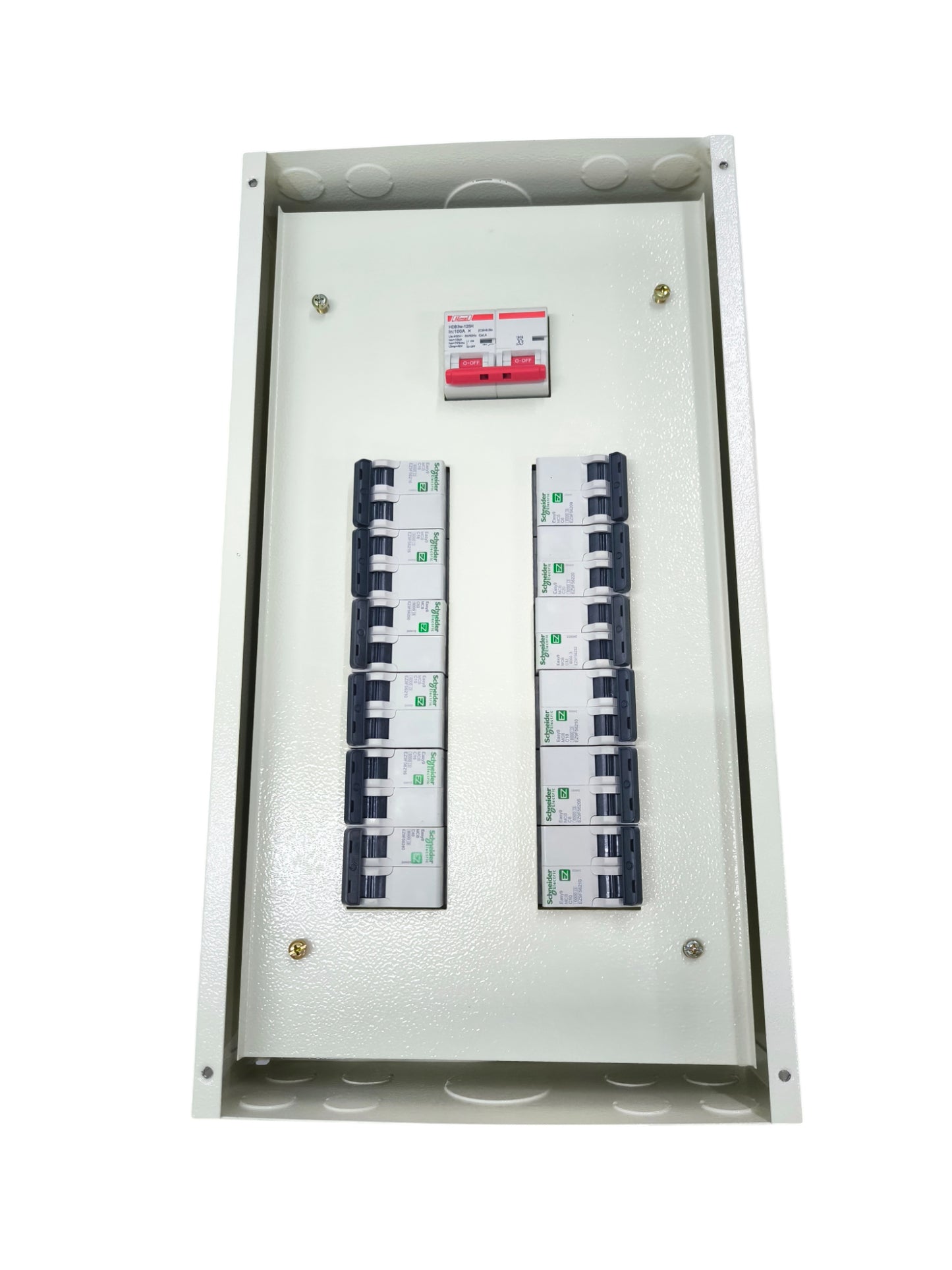 Miniature Circuit Breaker Panel With 12 Branches by Electx Electrical Supply in white metal enclosure