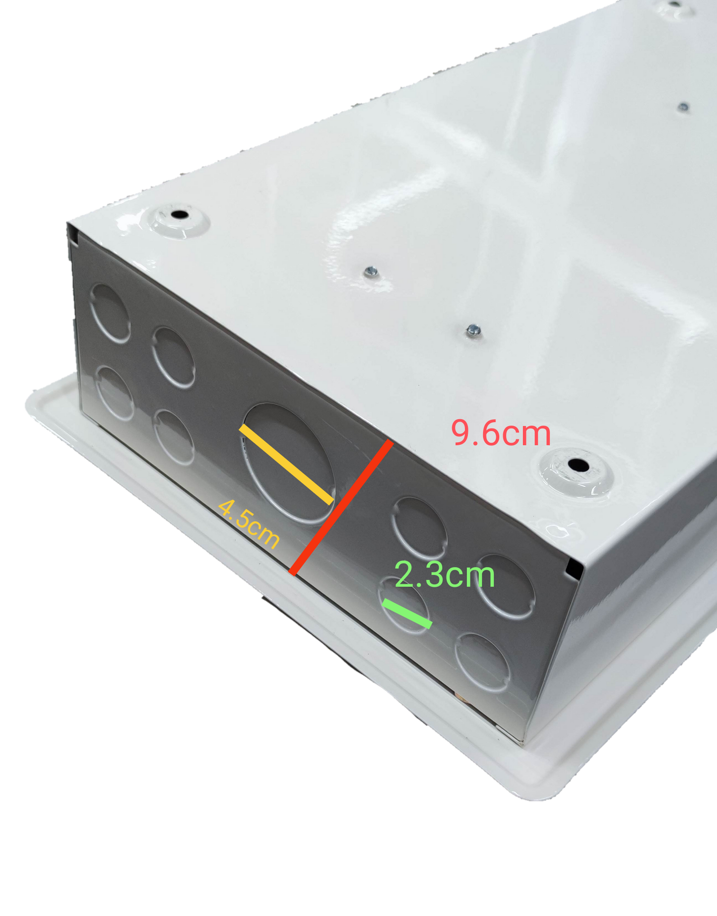 Miniature Circuit Breaker Panel With 12 Branches made by Electx Electrical Supply showing metal casing with measurement markings