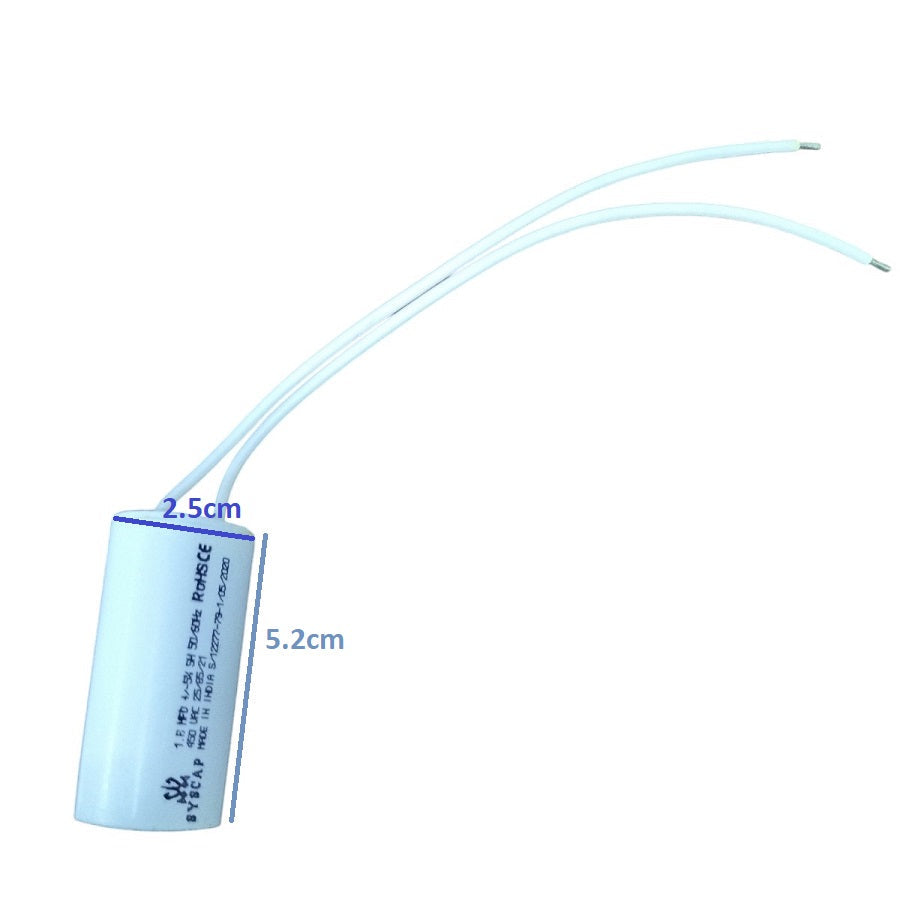 Syscap 1MFD 450V AC Motor Running Capacitor with leads for electrical applications