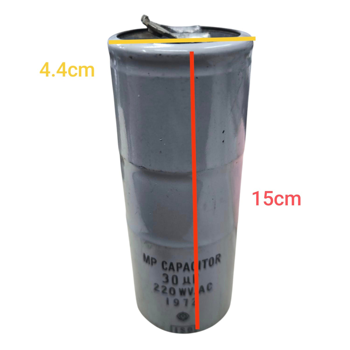 CBB 30uF 220V running capacitor cylindrical electrical part with 15cm height and 4.4cm diameter