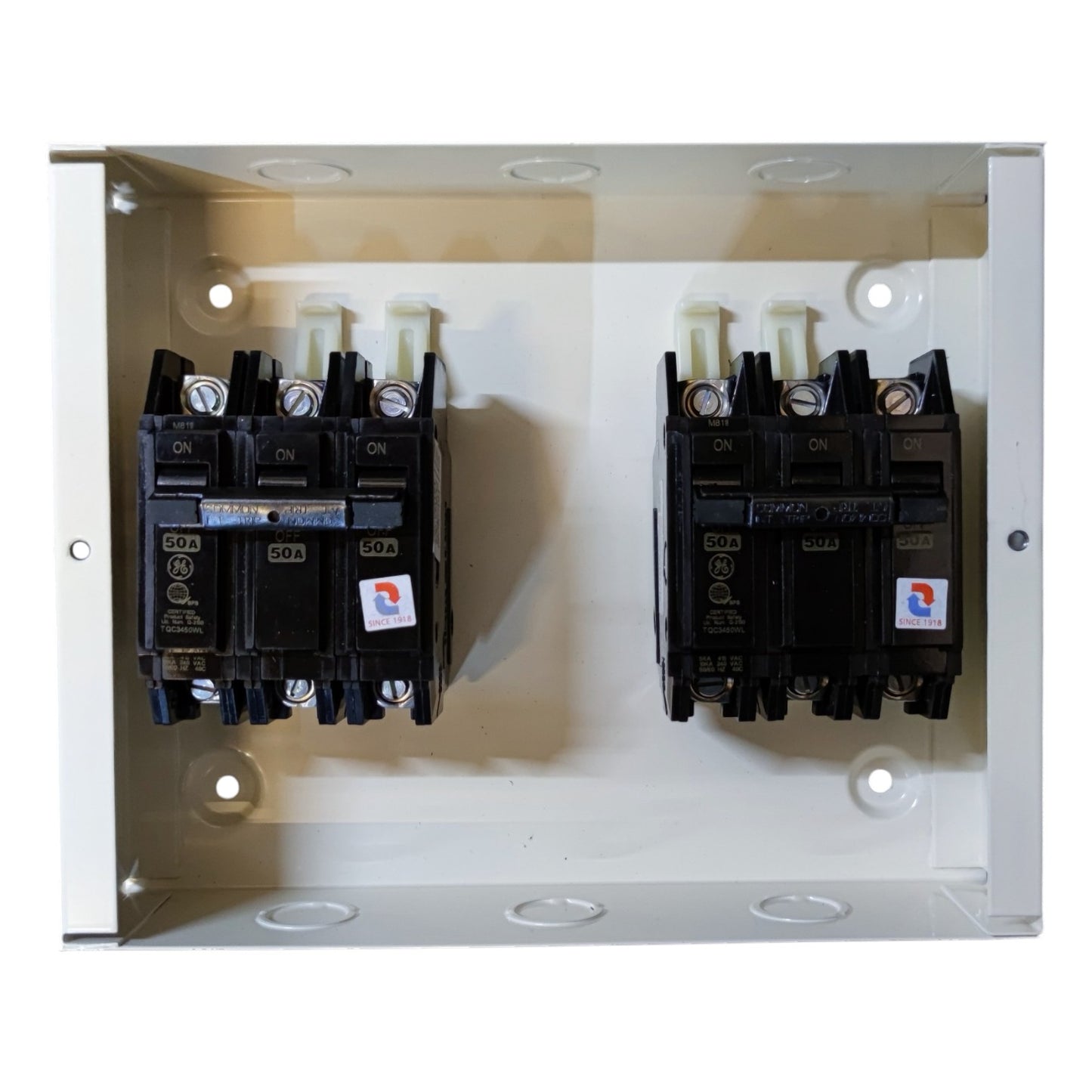 ABB MTS 50A 3 Pole Three Phase Manual Transfer Switch Three Pole Double Throw GE Breaker TQC with KOTEN Housing