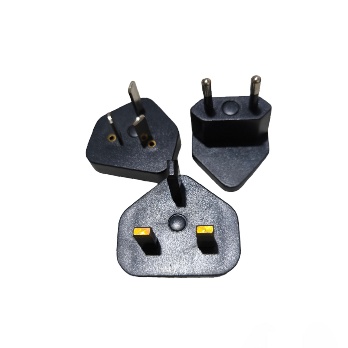 MW black switching universal power supply plugs set with different prong types for global use