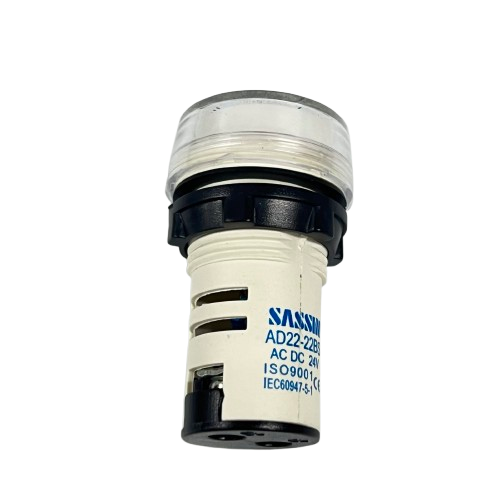 Grippes LED indicator lamp 22mm 24V White panel mount industrial indicator with clear lens