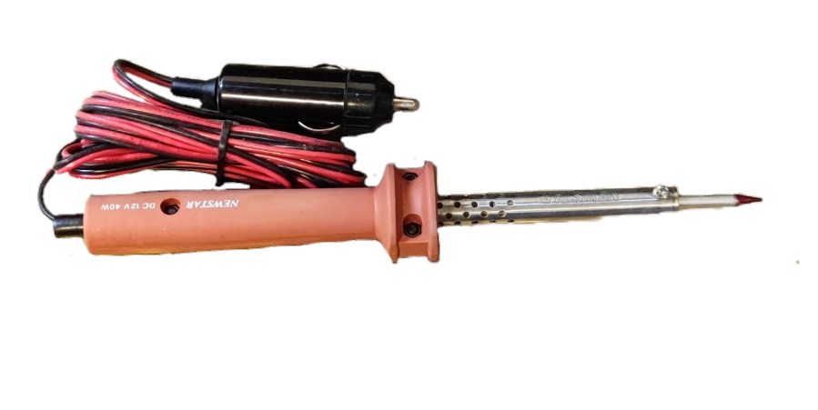 Newstar 40 watt battery operated soldering iron with orange handle and red-black cable