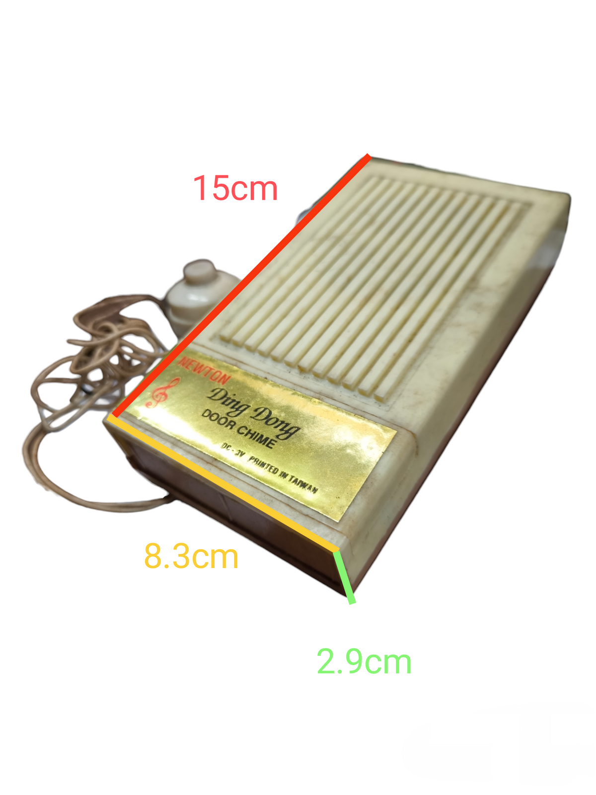 Door Chime 3V DC with Wired Switch vintage rectangular beige doorbell with wired push button and volume control