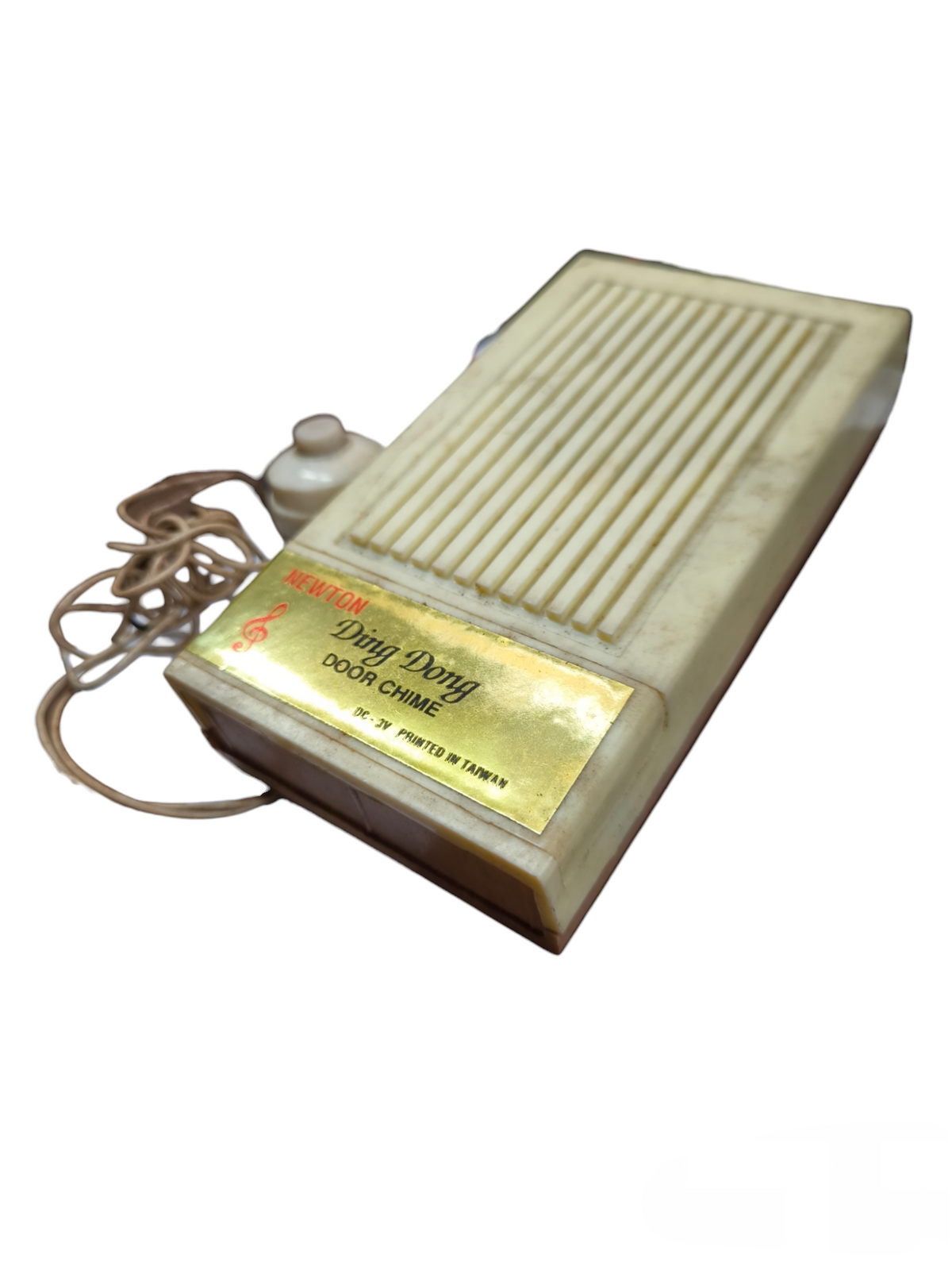 Vintage Ding Dong Door Chime 3V DC with Wired Switch in beige plastic housing