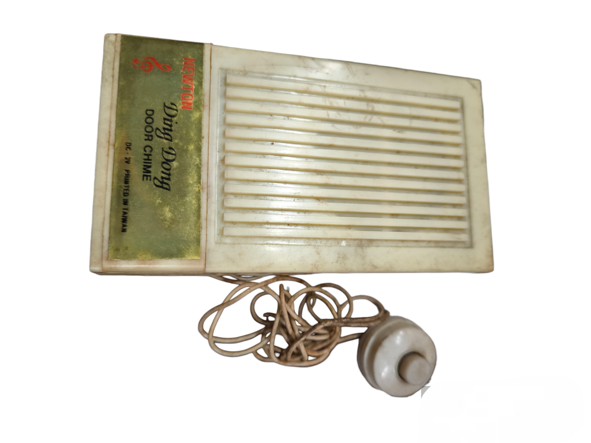 China made Door Chime 3V DC with Wired Switch featuring a rectangular beige chime unit and wired push button