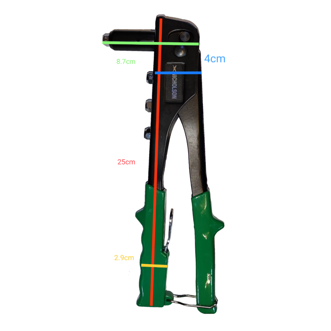 Nicholson hand riveter tool with ergonomic green grips for easy handling and precision riveting