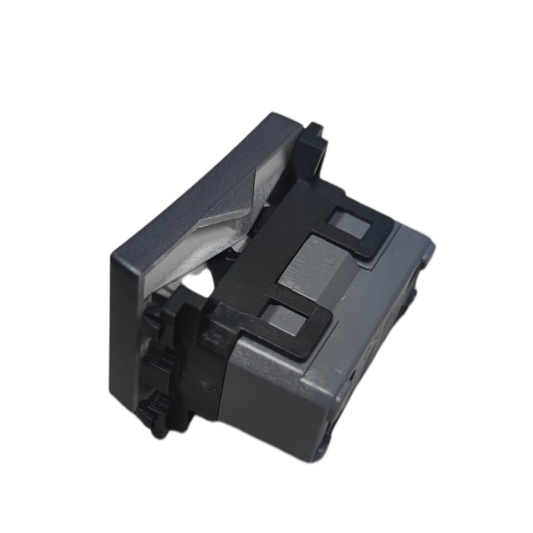 Omni 1 Way Illuminated Switch Medium in metallic grey showing rear mounting clips and rocker module for lighting