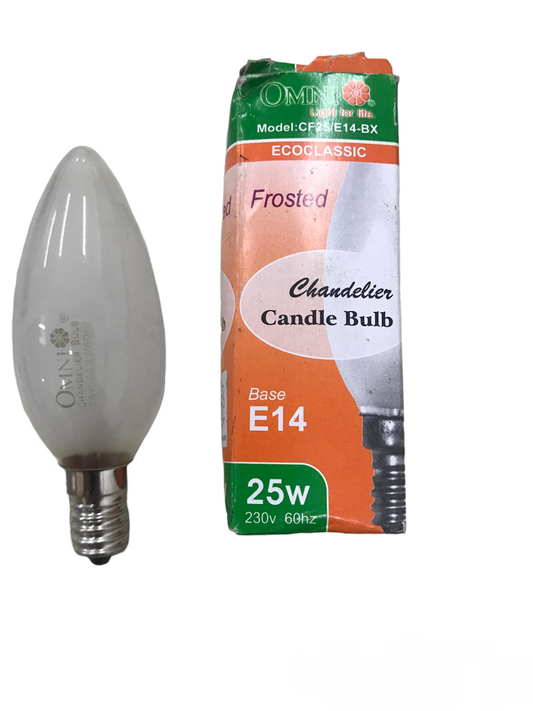 Omni 40W Candle Bulb Frosted E14 220V incandescent light bulb with packaging