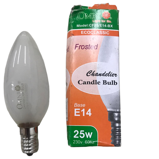 Omni 40W Candle Bulb Frosted E14 220V incandescent light bulb with packaging