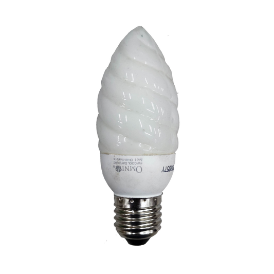 Omni 5W CFL Bulb Daylight E27 220V spiral candle shape white compact fluorescent bulb with E27 screw base
